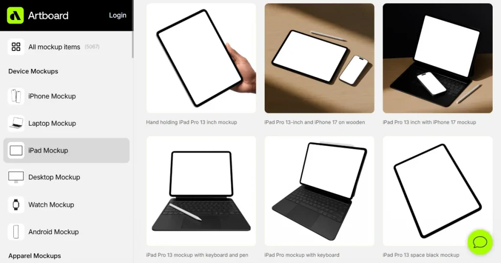 Artboard Studio’s iPad mockup library