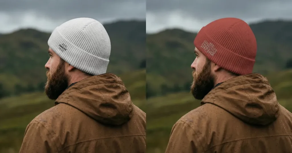 Back View of a Man in Nature in a Beanie Mockup