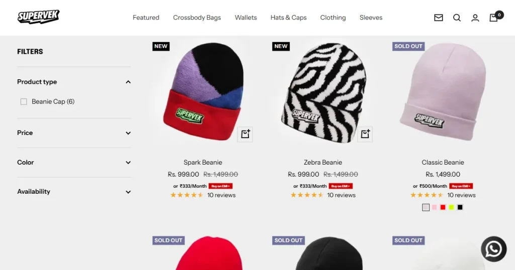 Supervek beanie landing page