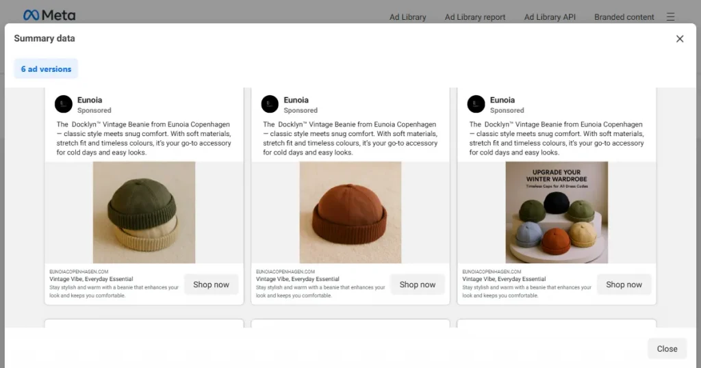 Beanie social media ads