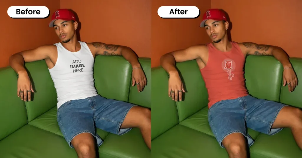 Boy posing for the camera wearing a tank top indoors