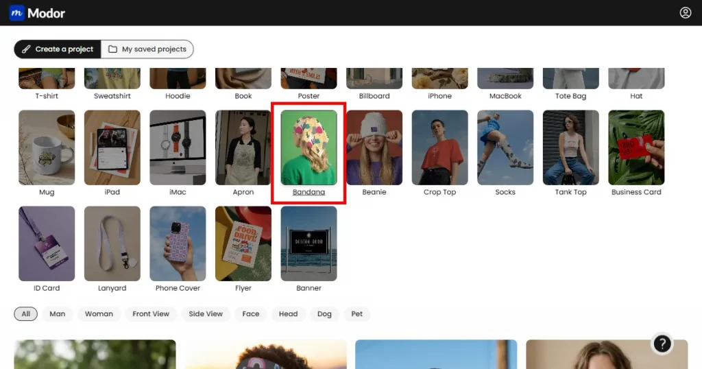 Modor’s banadana mockup category page