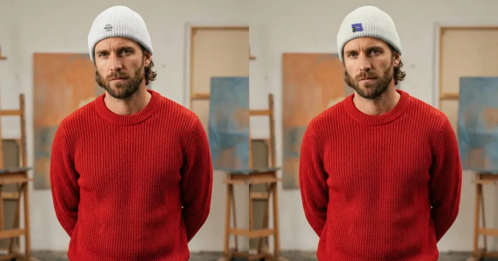Confident Man in Art Studio Wearing Beanie Mockup