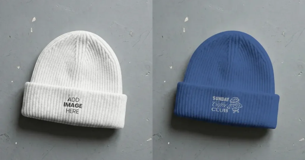 Cozy Woolen Beanie Mockup on a Gray Surface