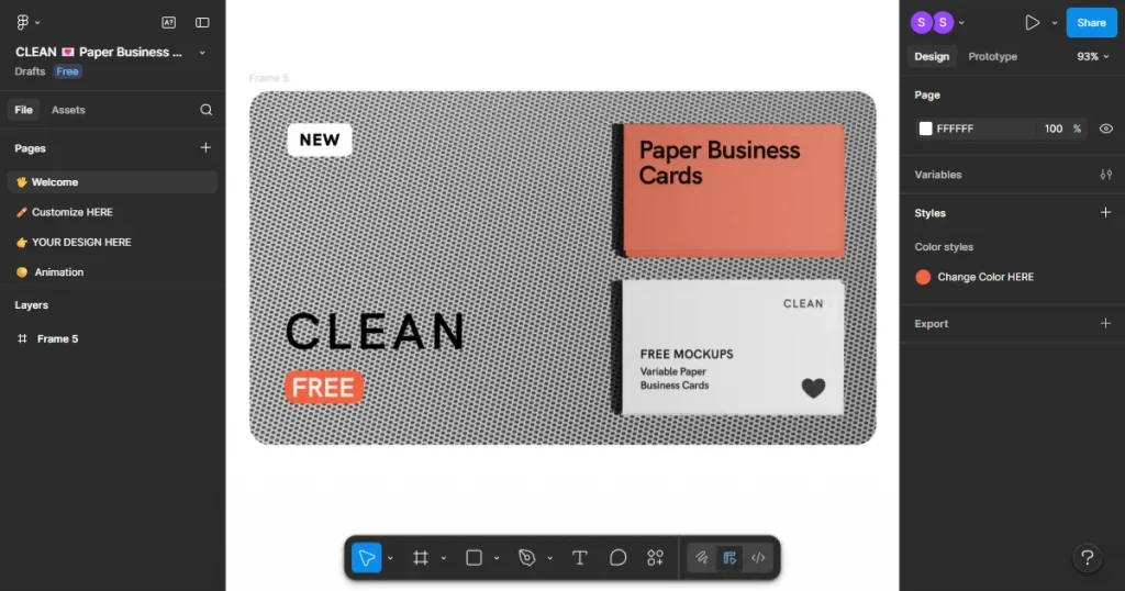 Figma business card mockup