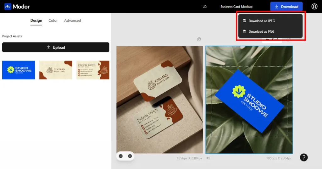 Downloading business card mockups