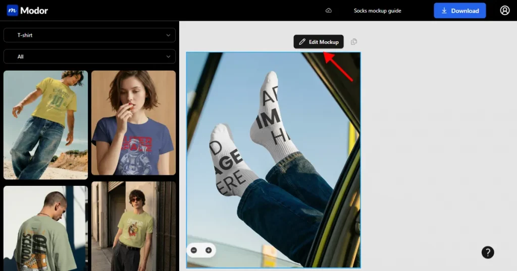 Edit a socks mockup in Modor