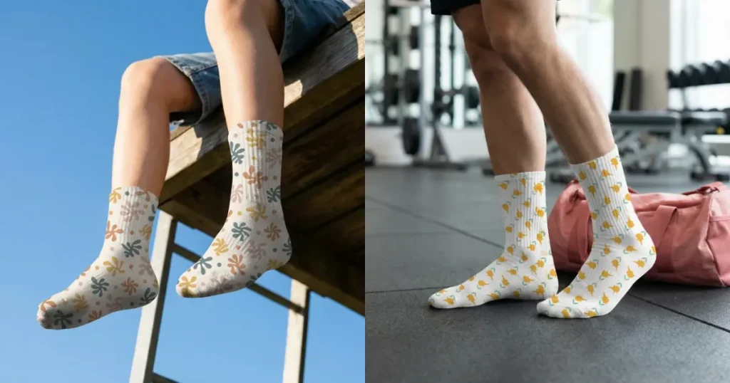 Socks mockup in outdoor setting and gym setting