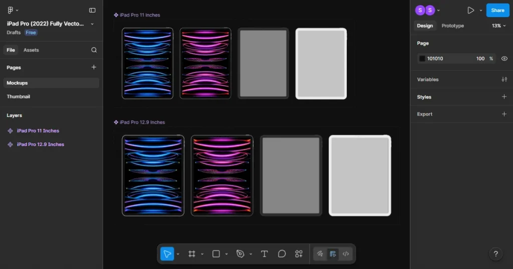 Figma’s iPad template page
