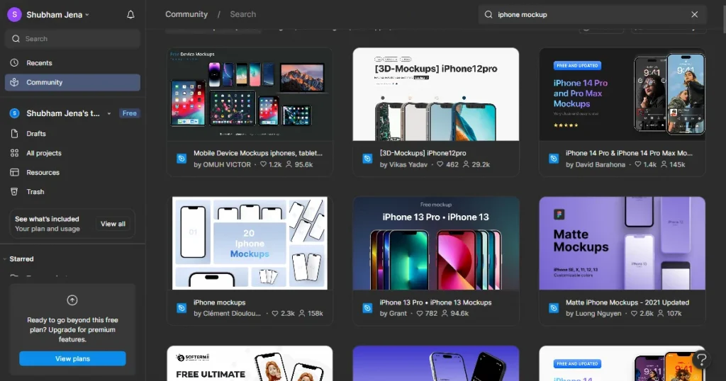 Figma’s iPhone mockup template page