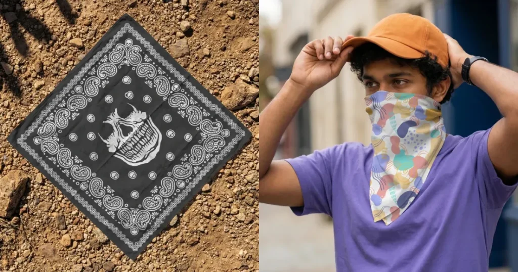 Flat lay bandana mockup with a face bandana mockup