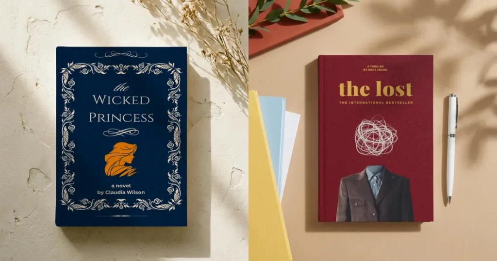 Flat lay mockups of 2 books side by side