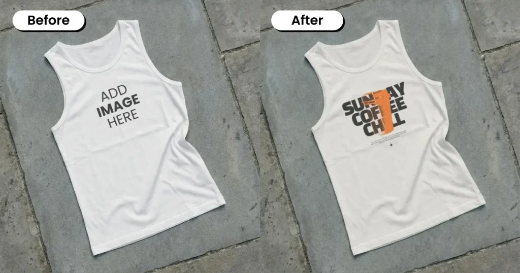 Flat lay tank top mockup on concrete