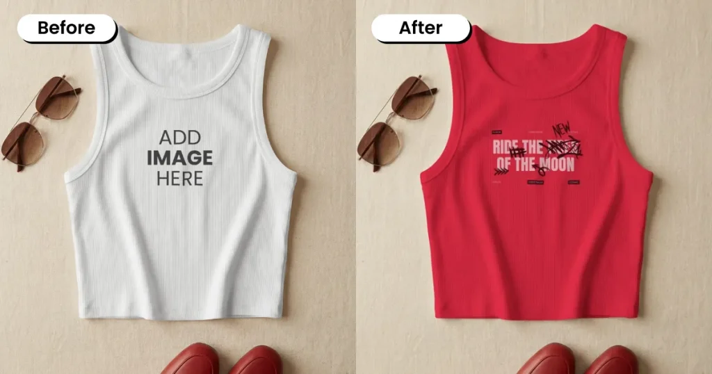 Flat lay tank top mockup with accessories