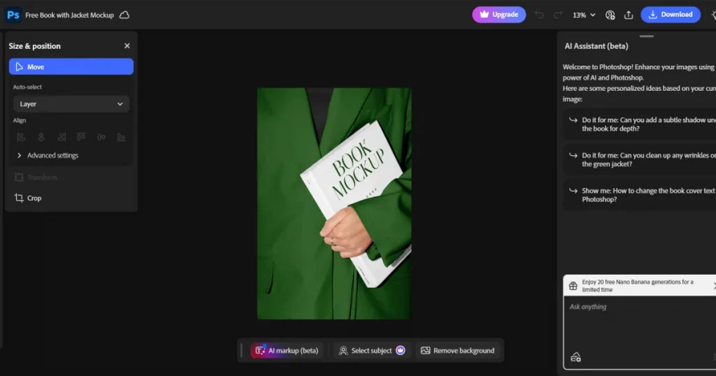Photoshop book mockup generator