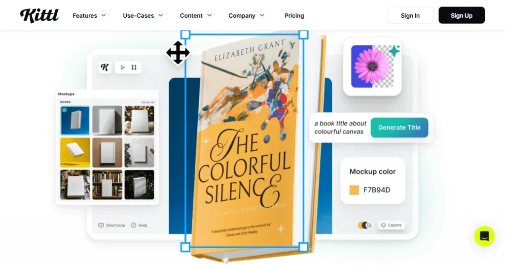 Kittl’s book mockup template page