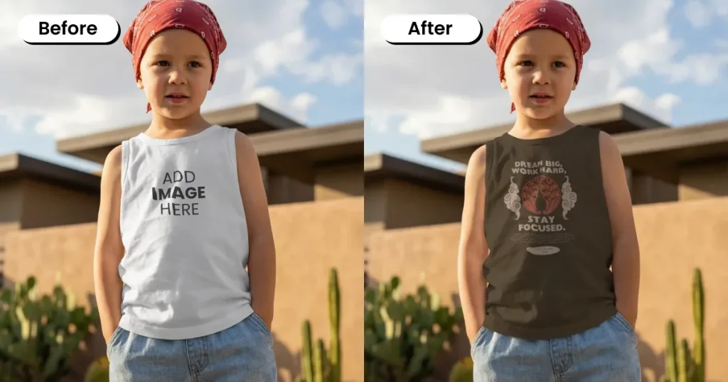 Kid posing outside wearing a tank top