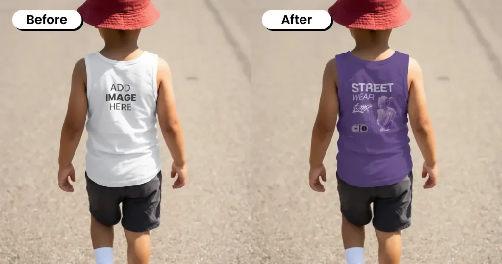 Kid walking on the road wearing a tank top