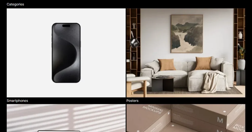 Minimal Mockups template library page