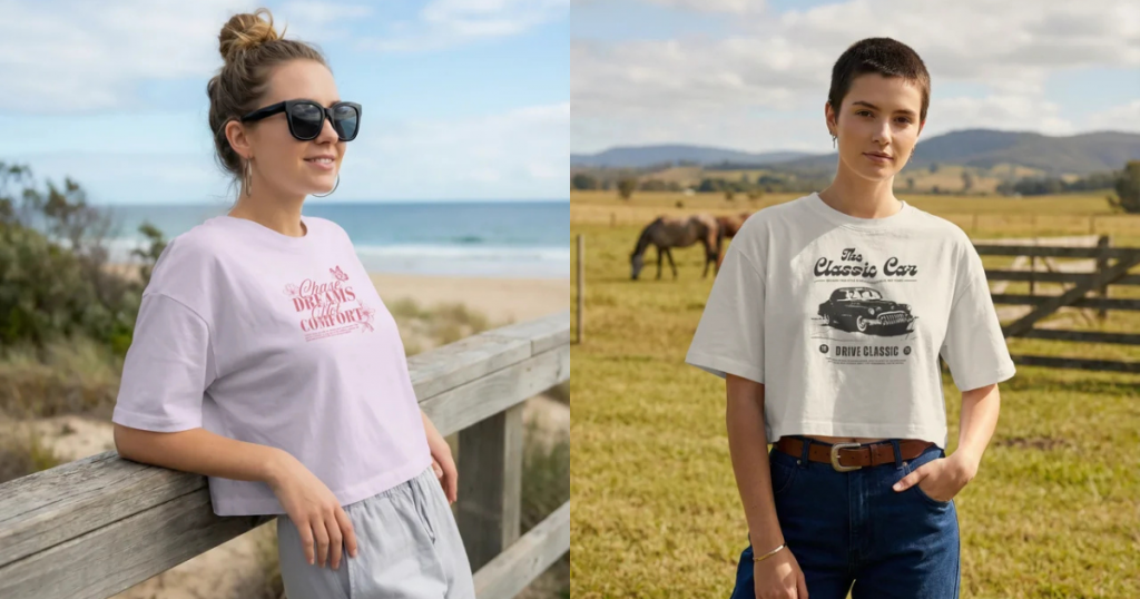 Minimalist style crop top mockup images