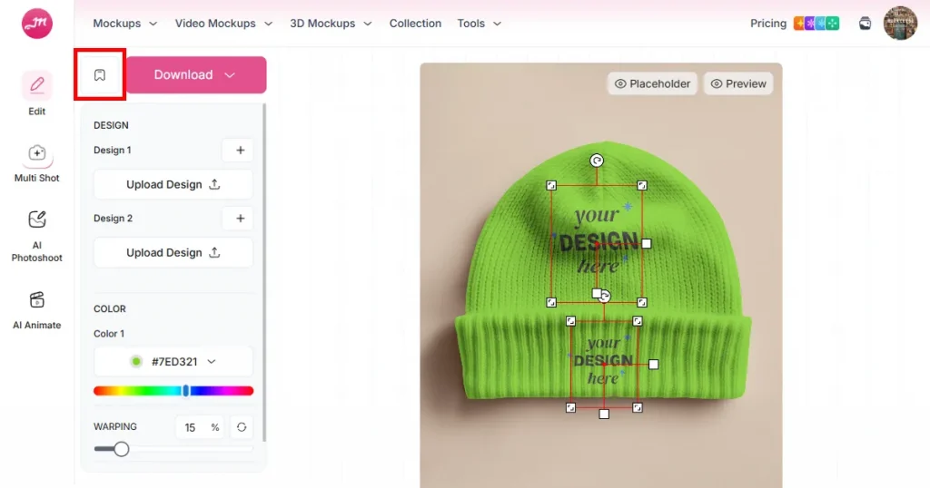 Mockey AI bookmark feature