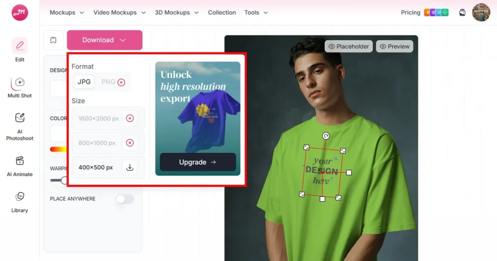 Showing Mockey AI download options