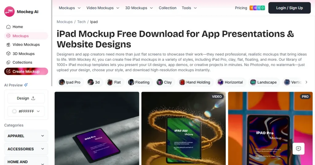 Mockey AI iPad mockup templates