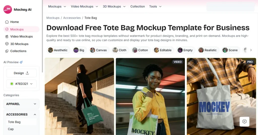 Mockey AI totebag template library