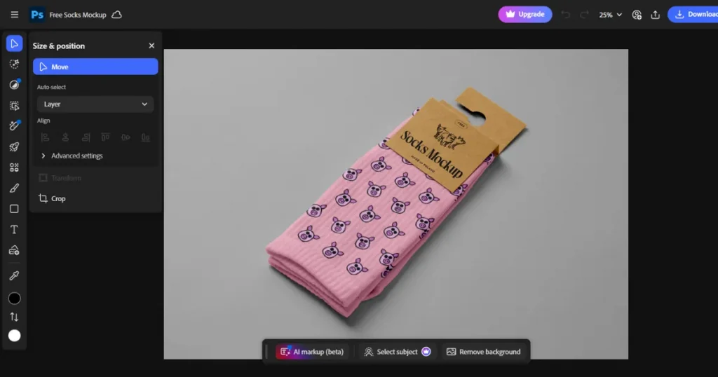 Photoshop’s sock mockup PSD template
