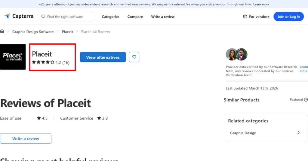Placeit review on Capterra