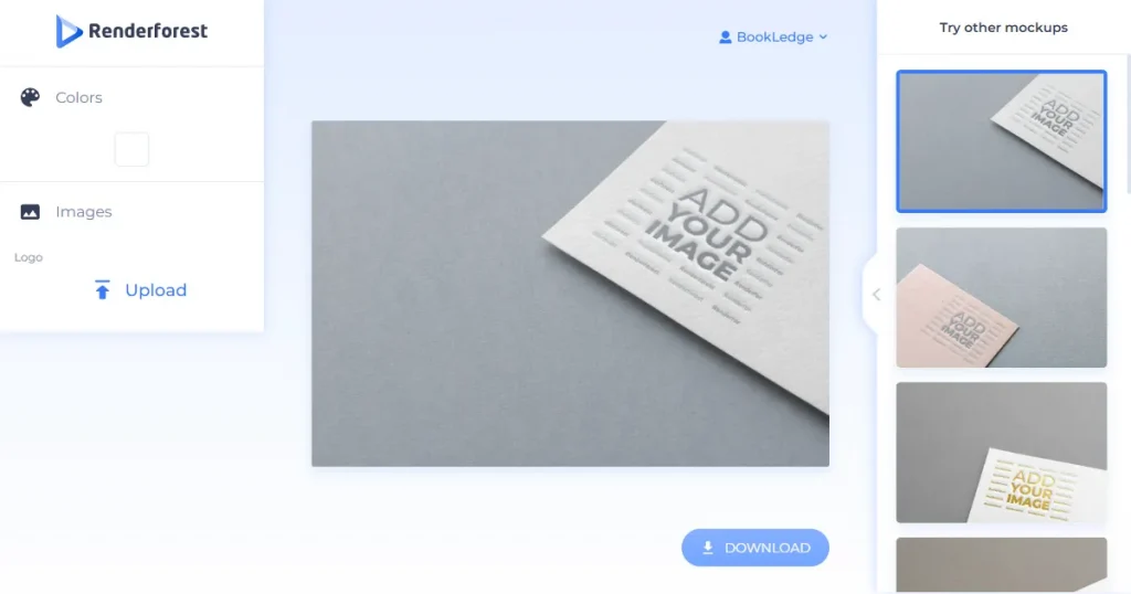 Renderforest business card mockup editor