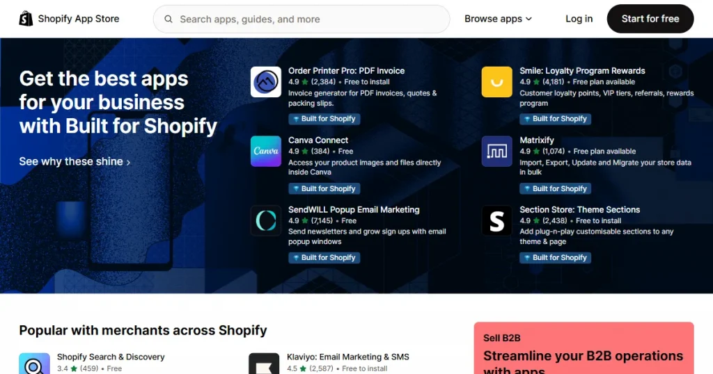 Shopify homepage