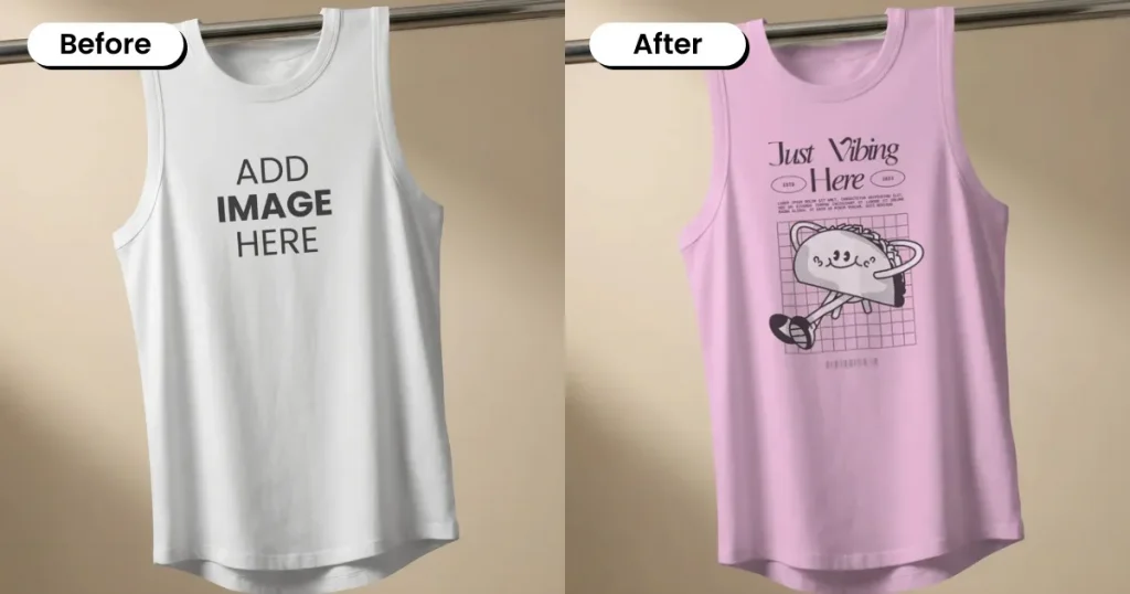 Tank top mockup hanging from a pole