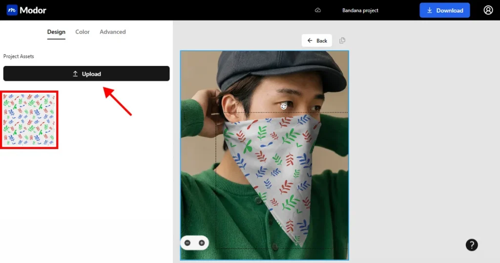 Upload bandana mockup design