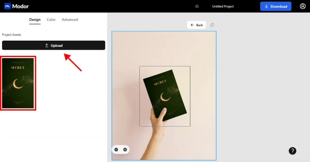 Modor mockup editing dashboard