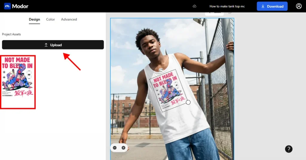 Adding a design in a tank top mockup