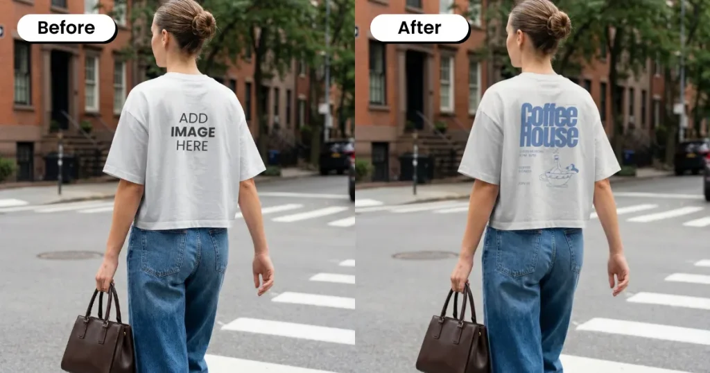 Woman crossing the road wearing a crop top