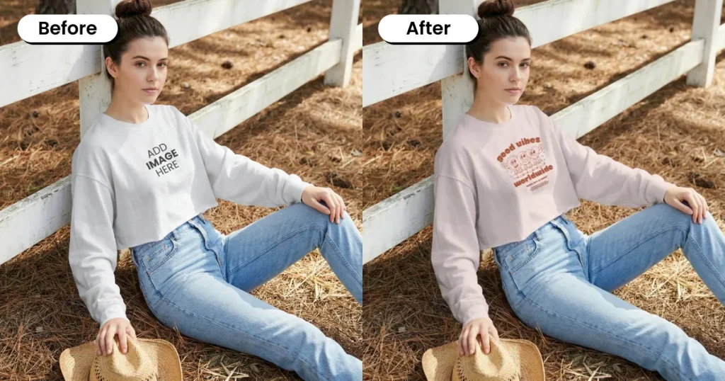 Women wearing a crop top sitting near a fence