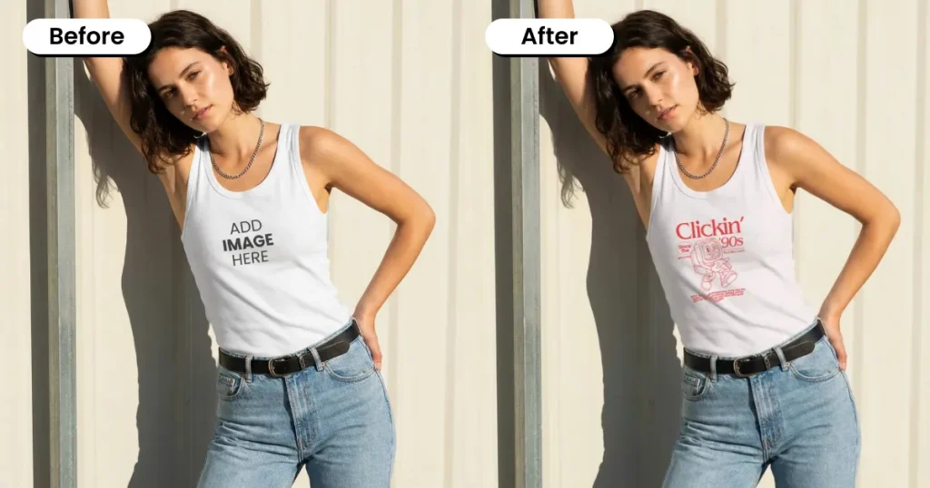 Women posing against a wall wearing a tank top