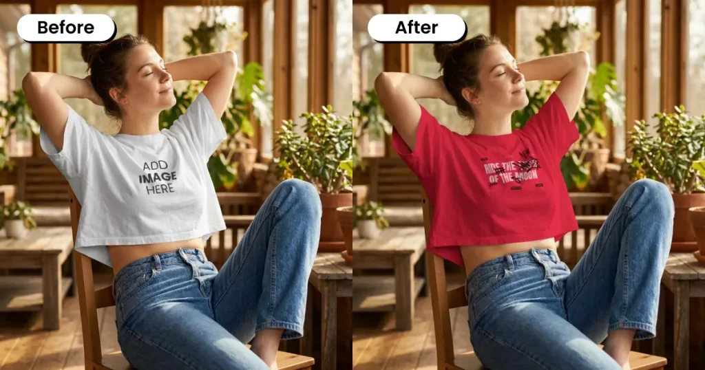 Crop top mockup indoor setting