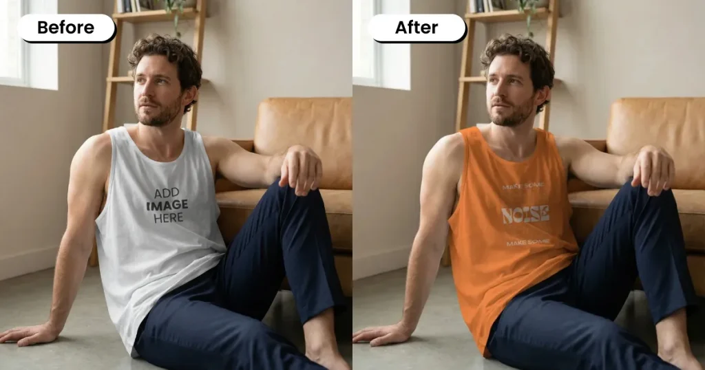 Young man wearing a tank top indoors
