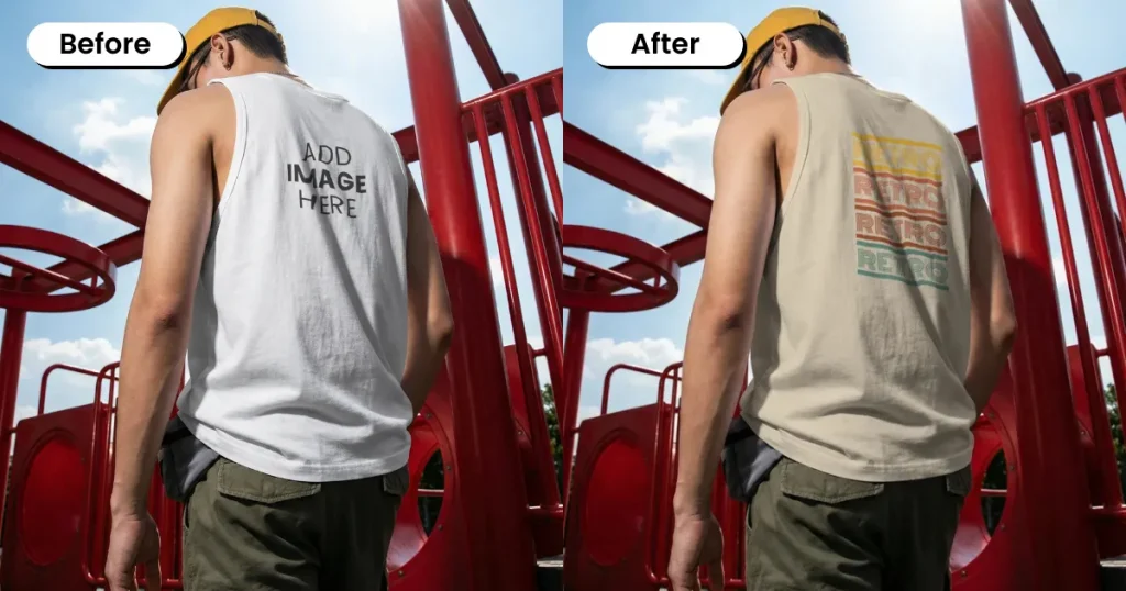 A young man wearing a tank top near an open gym