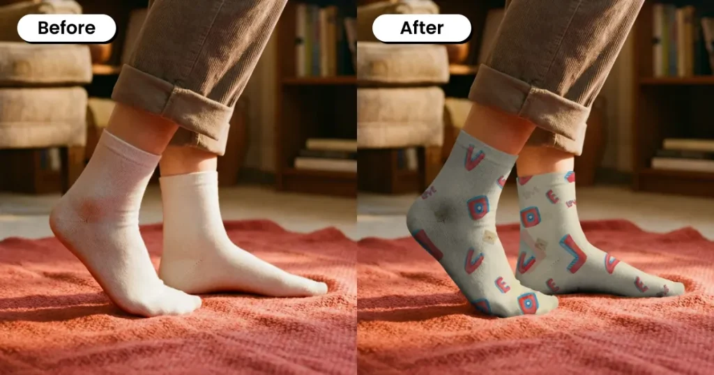 Ankle socks mockup of a person walking indoor