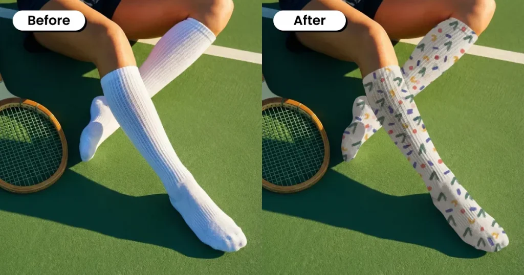 Athletic Socks Mockup of a Woman in a Tennis Court With a Racket