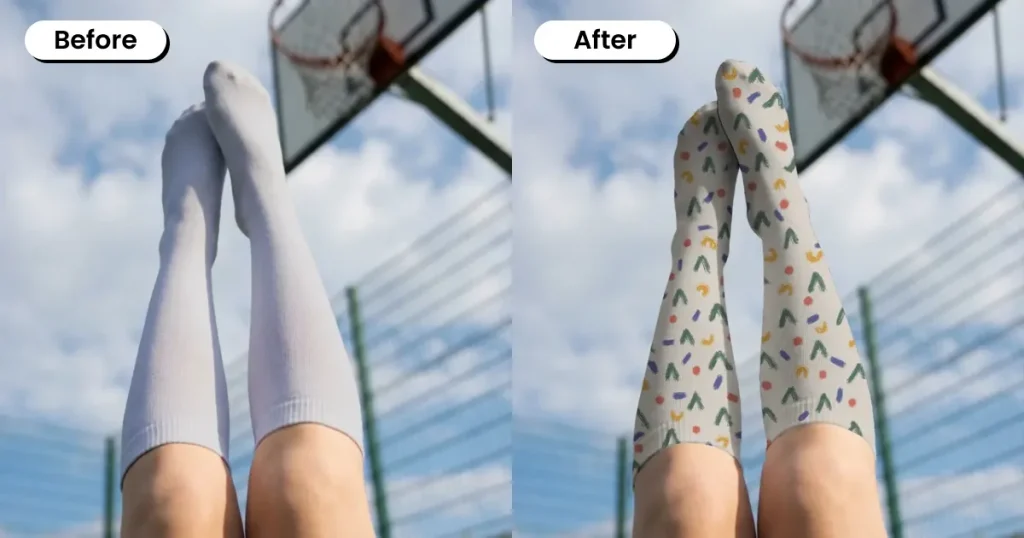 Knee High Socks Mockup of a Woman Posing Against a Clear Blue Sky