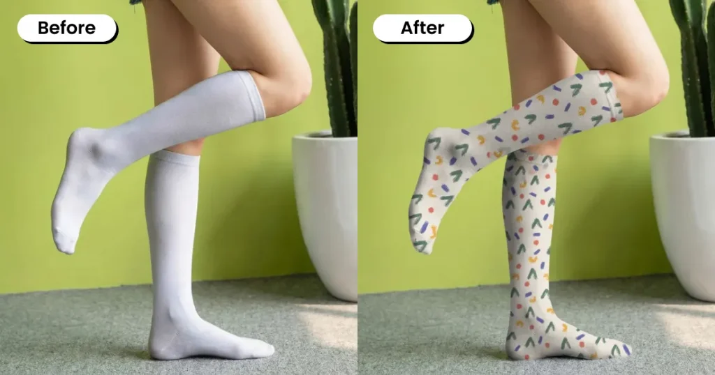 Knee High Socks Mockup of a Person Standing Indoors