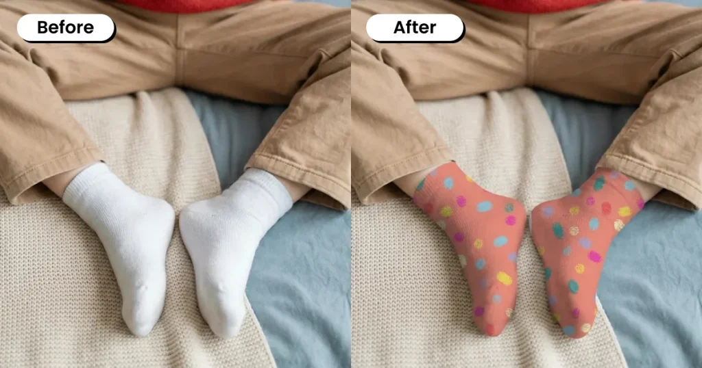 Socks Mockup of a Person Relaxing on a Bed