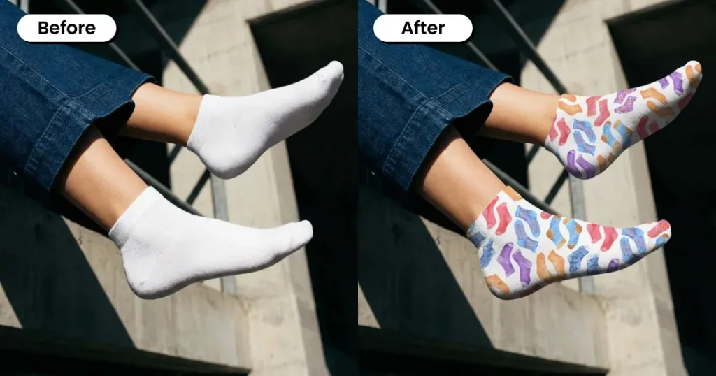 Close-Up Shot of a Patterned White Socks Mockup