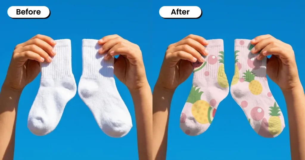 Flat Lay Ankle Socks Mockup Against a Blue Sky Background