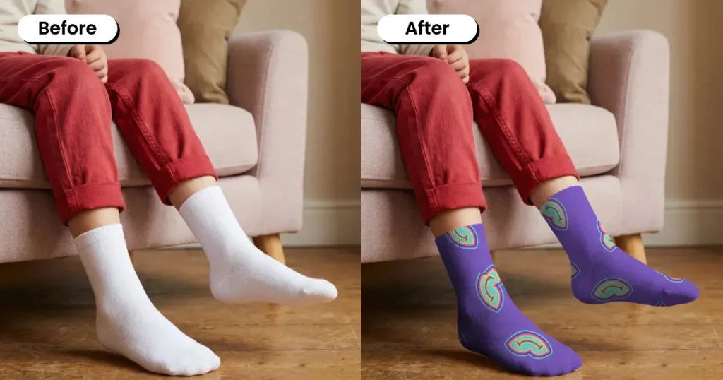 Crew Socks Mockup of a Kid Sitting Indoors